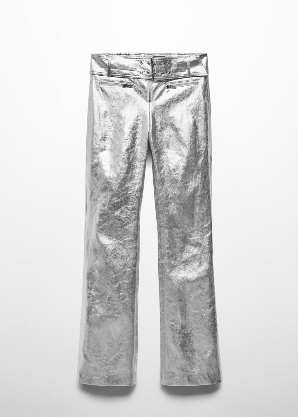 NWT Mango Metallic Trousers with Belt Size 4